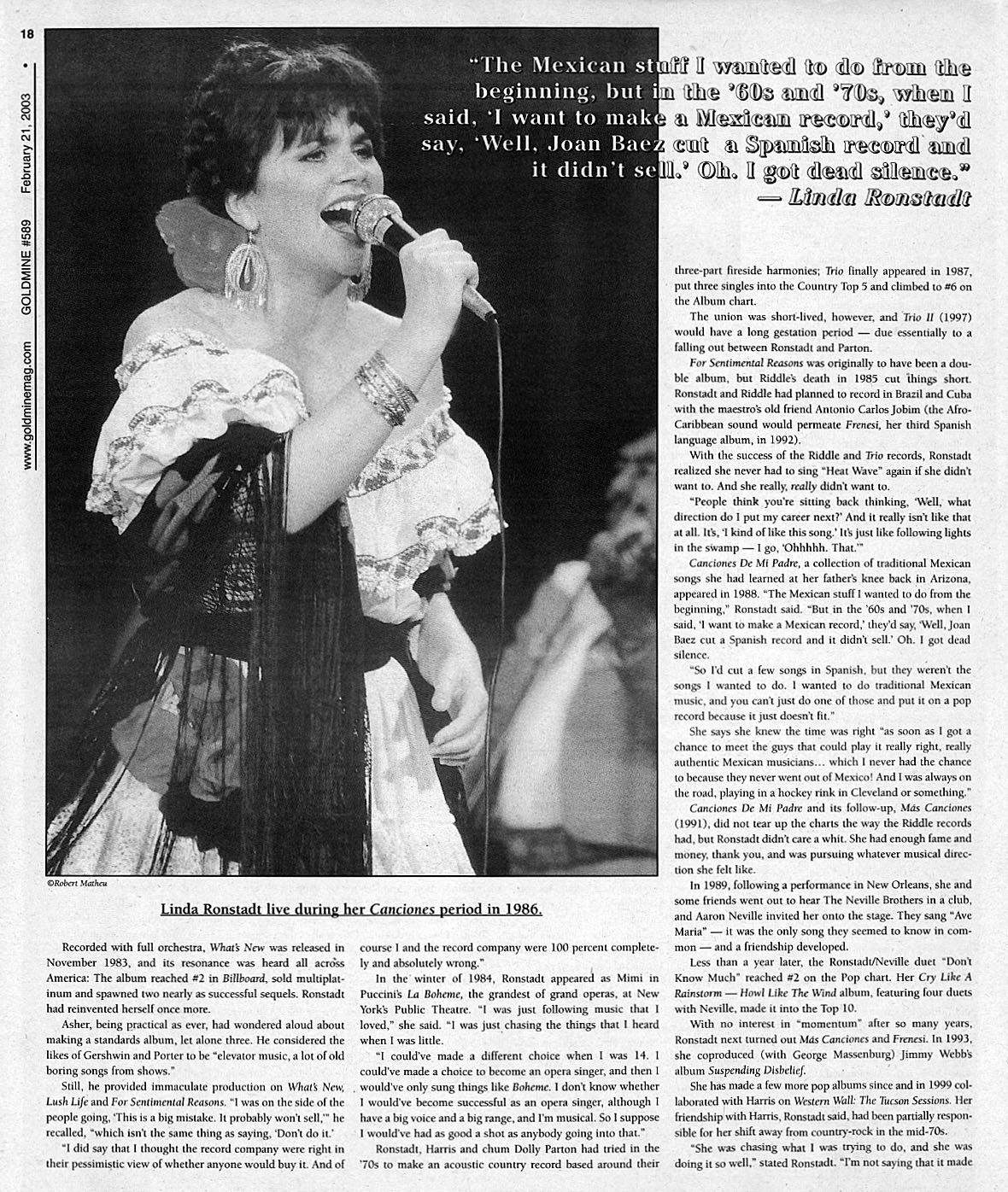 Linda Ronstadt Goldmine 2003